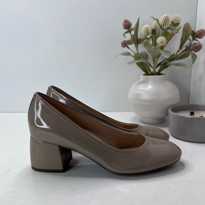 Vionic Carmel Patent Leather Slip On Chunky Heel Taupe Women's 9 M NWOB