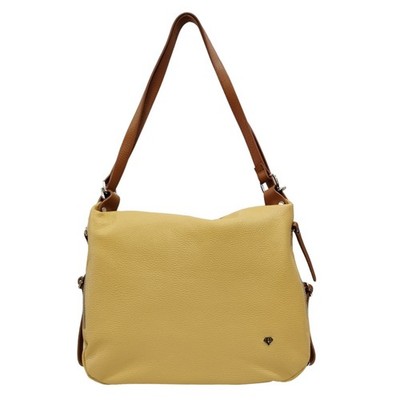 Caleidos Damen Tasche/Rucksack Leder gelb mit Ledereinsatz