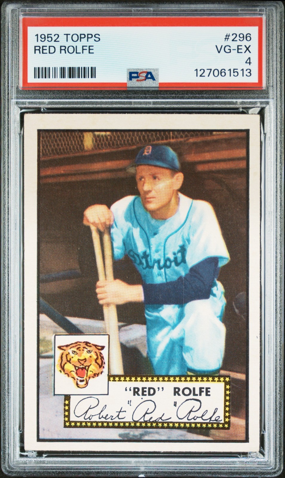 1952 Topps SET BREAK  #296 "Red" Rolfe  JUST GRADED WELL CENTERED SP PSA 4 VG-EX