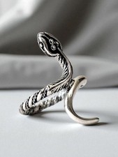 Sterling Silver Snake Ring  Serpent Wrap Statement Ring