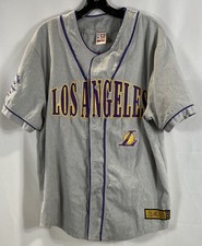 Ultra Game Mens Los Angeles Lakers Jersey Gray NBA Baseball Style Button Up Sz M
