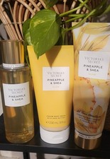 Victoria's Secret Pineapple Shea Set Of 3  Body Mist, Body Cream, Body Wash