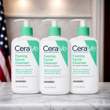 CeraVe Foaming Facial Cleanser 12 Oz 3 Pack Normal to Oily Skin New