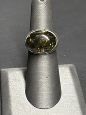 925 STERLING SILVER AND AMBER RING SIZE 6. MADE IN POLAND