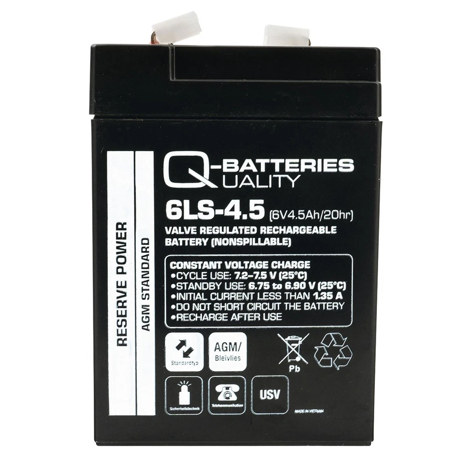 Q-Batteries 6LS-4.5 6V 4,5Ah Blei-Vlies Akku / AGM VRLA - Bild 2 von 4