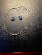 Set collana e orecchini cristallo blu firmati vintage Christian Dior
