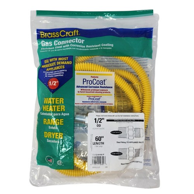 #ad BrassCraft Gas Connector 60quot; x 1 2quot; OD for Water Heater Range or Dryer $12.99