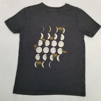 Cat & Jack Kid's Charcoal Moon Phases Graphic T-Shirt Size Small (6/7) Classic