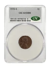 1916 S Small Cents Lincoln, Wheat Ears Reverse CACG AU 50 BN CAC