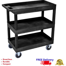 3 Shelf Heavy Duty Utility Cart Rolling Storage Rack Garage Shop Work Trolley