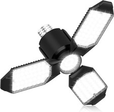 LED Garage Light Bulb 8000LM Shop Lights W/ 3 1 Deformable Panels 6500K Screw in