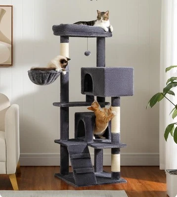 Purpurra Kratzbaum mit großer Höhlen und Hängematte, 143 cm