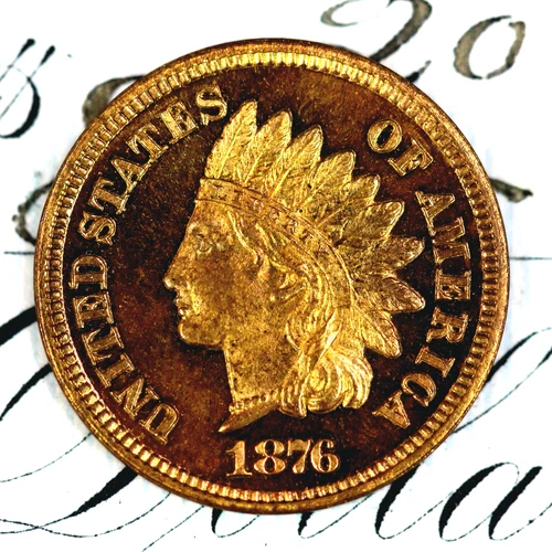 * 1876 ULTRA DCAM * PRISTINE++ BLAZING RED GEM PROOF INDIAN HEAD PENNY *