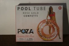 NIB Poza Rose Gold Confetti Inflatable Pool Tube Swim Ring Float 36"