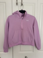 Girls athletic Under Armour pink half zip hoodie size youth large.