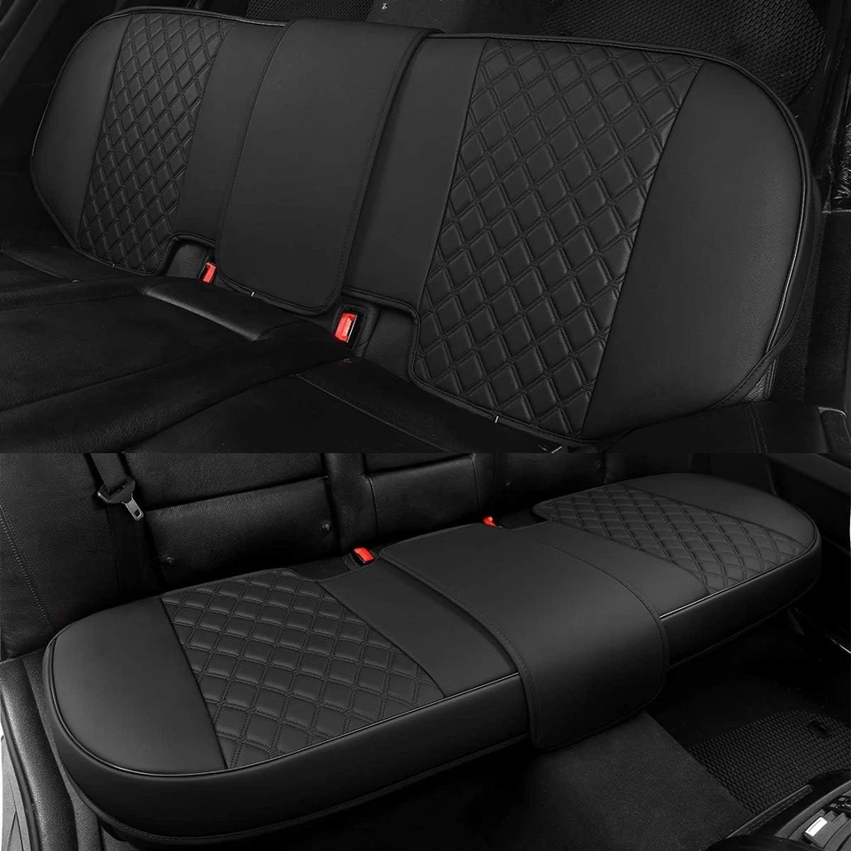 Cubierta de asiento trasero de coche Black Panther de lujo de cuero PU, compatible con B-trasero-negro Foto 2 de 4