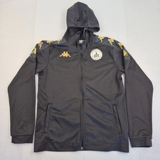 KAPPA Track Jacket Large Black Men's Polyester Football Hood Chichester City FC