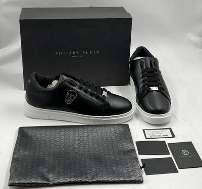 PHILIPP PLEIN LO-TOP SNEAKER SKULL UABS MSC3762 PLE075N 0201 BLACK/WHITE SIZE 46