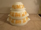 PYREX ORANGE PUMPKIN AMISH BUTTERPRINT CINDERELLA MIXING BOWL SET 441,443,444