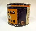 VINTAGE 1930's SANKA COFFEE ADVERTISING 1 lb TIN CAN "FULL SEALED" KEYWIND LID — photo 2