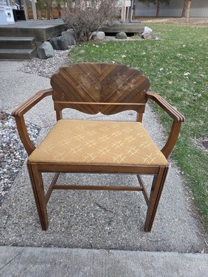 Vintage 1930s Art Deco Waterfall Armchair / Vanity Bench