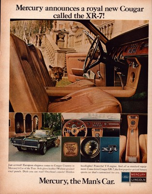 #ad 1967 Mercury Print Ad Cougar XR 7 Luxury Sports Car Interior Collage Vintage Ad $12.95