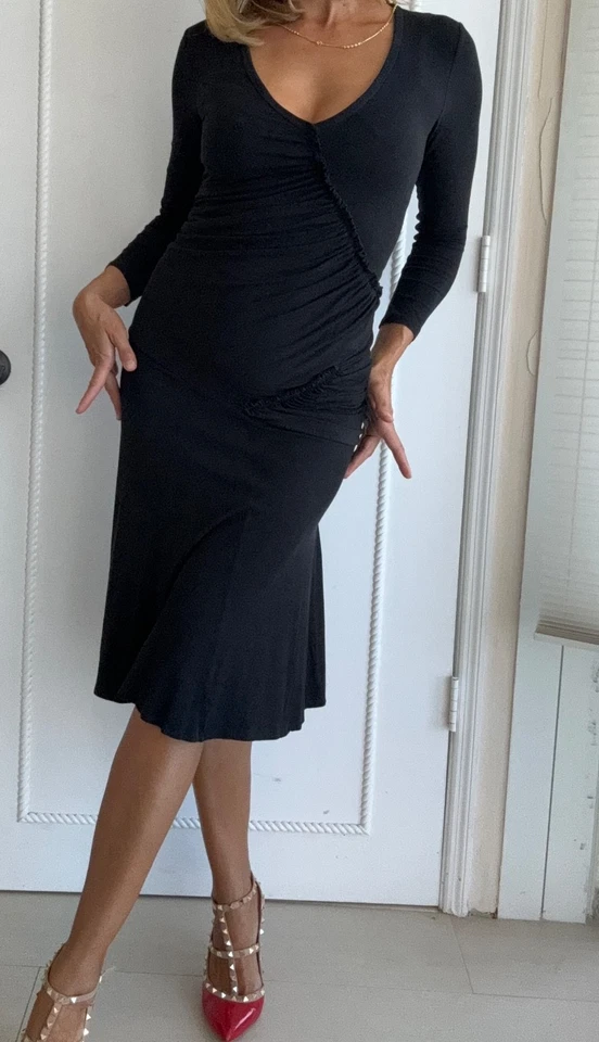 Donna Karan Lujo Negro Etiqueta Colección Vestido Negro M Excelente Foto 4 de 4