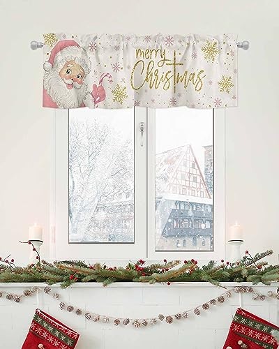 Christmas Valance for Windows Curtains 54"W x 18"L (Pack of 1) Santa Claus
