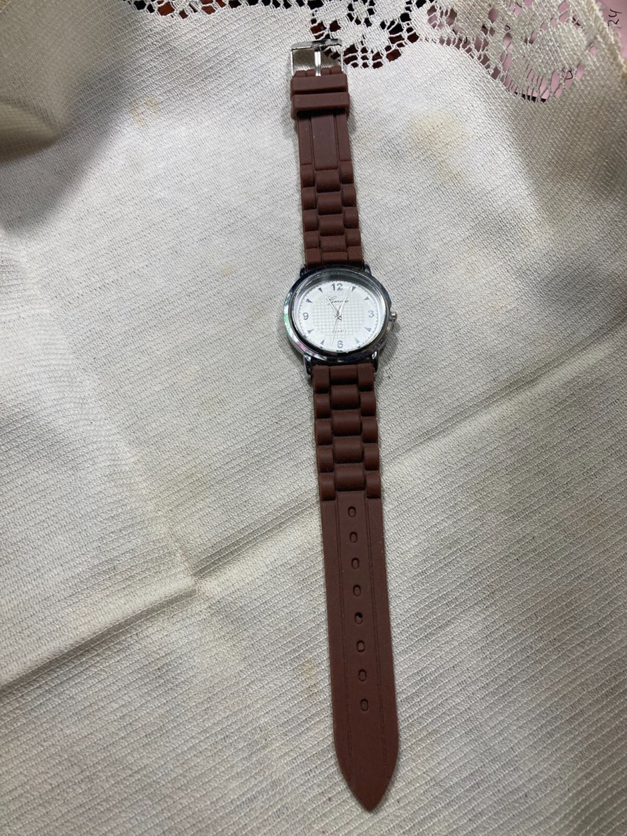 Ladies Geneva dark brown silicone band watch Brand Geneva Ladies Watch Student Silicone Strap Quartz  main image 2