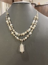 Bundle Of Clear And Silver Costume Jewelry Set Necklace Earrings Bracelet