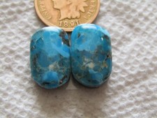 2 Kingman Pyrite Turquoise Cabochons 19 carats Arizona Cabs Matching Set Block