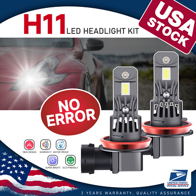 Canbus H11 LED Headlight Super Bright Bulb 6000K White 22000LM LOW BEAM with Fan