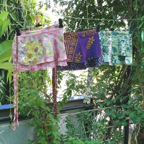 Vintage Handmade Silk Sari Recycled Magic Wrap Around Mini Skirts Women 10 PC - Picture 4 of 6