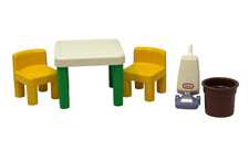 LITTLE TIKES Lot Dollhouse Kitchen Table Chairs Vacuum Garbage Can Rubbermaid