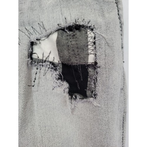 Miss Me Jeans Girls 12 Skinny Buffalo Plaid Patches Patchwork Grey Distressed - Picture 8 of 13