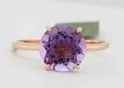 GENUINE 2.34 Cts AMETHYST SOLITAIRE RING 10K ROSE GOLD - Free Certificate - NWT