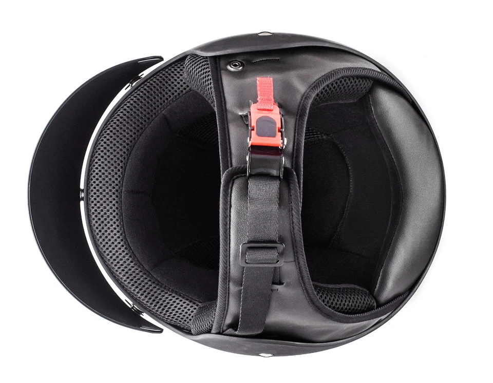 Classic 033 M Kunstleder Schwarz ECE Jethelm Chopper Moped Motorradhelm B-Ware - Bild 3 von 4