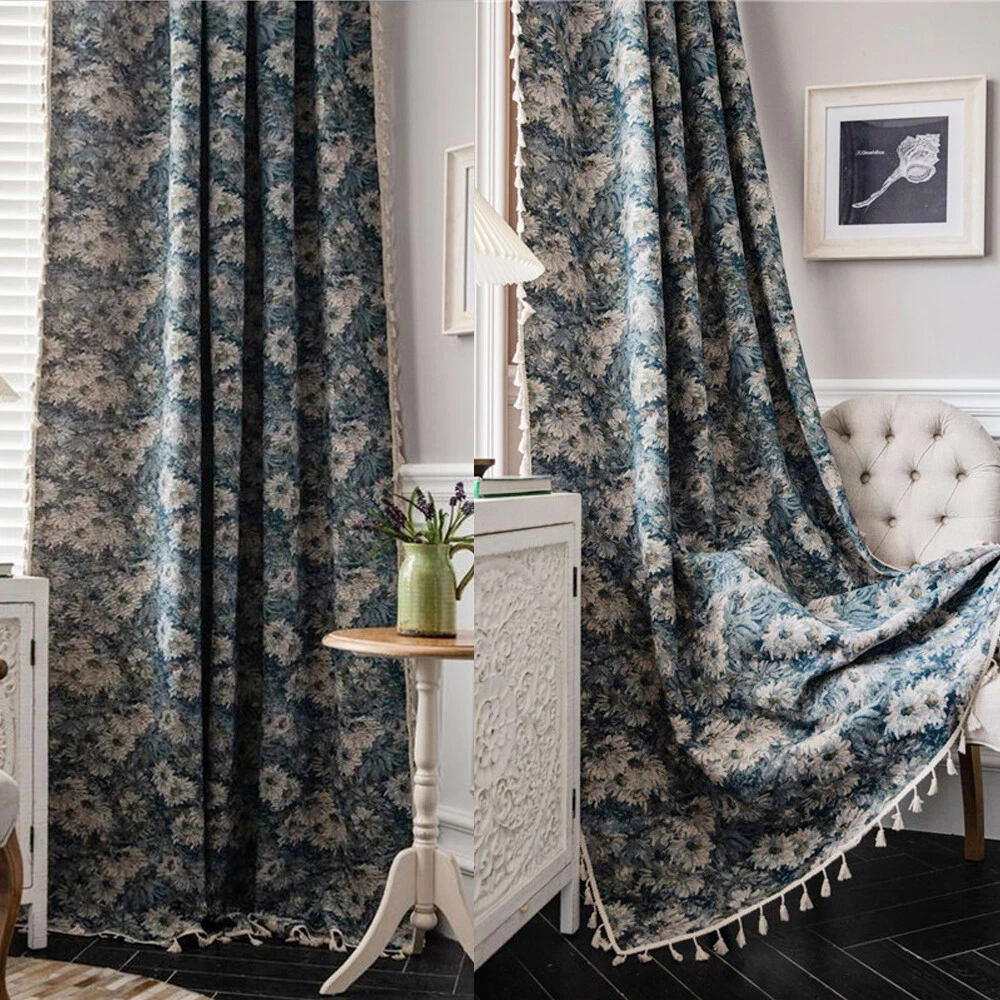 Bohemian Tassel Curtain Living Room Bedroom Printed Curtain Window Drape  Panel