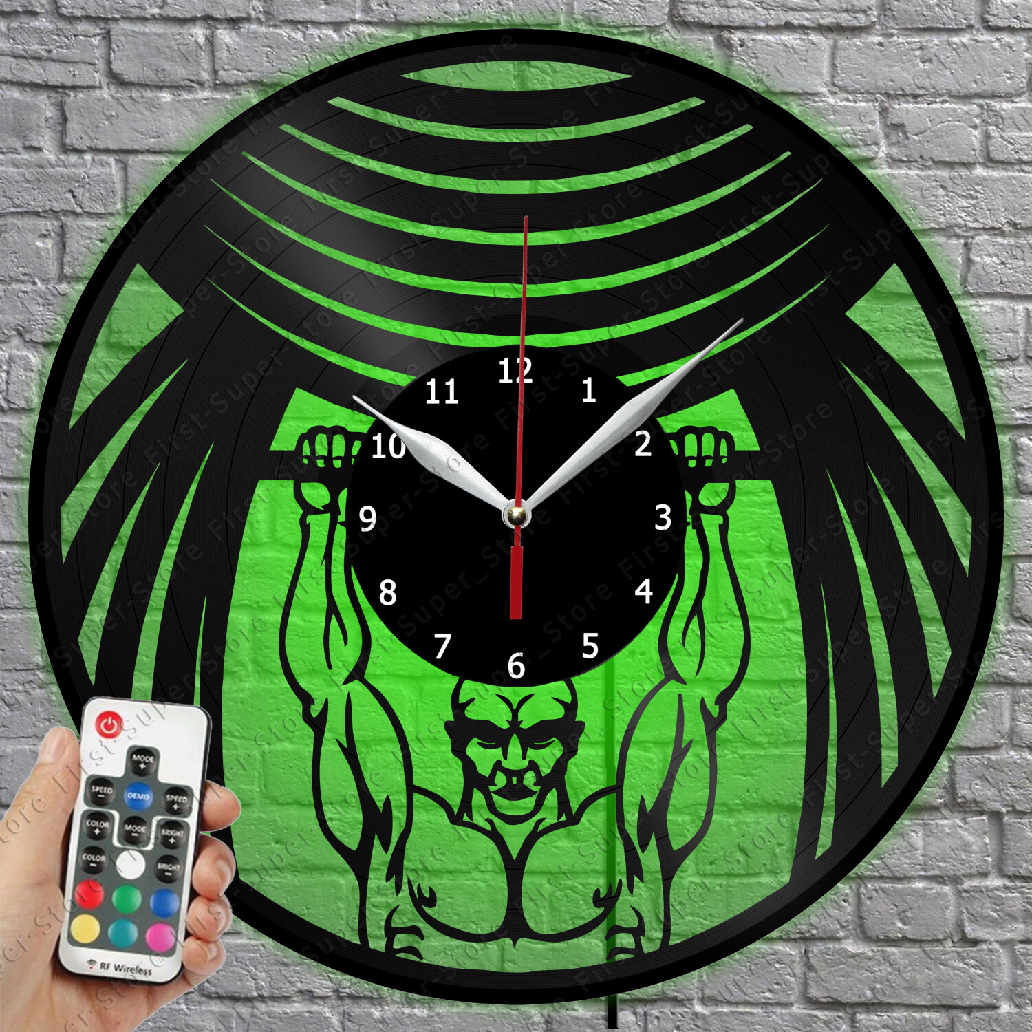 LED Vinyl Record Wall Clock with Pull-On Bar & LED Lights 1284