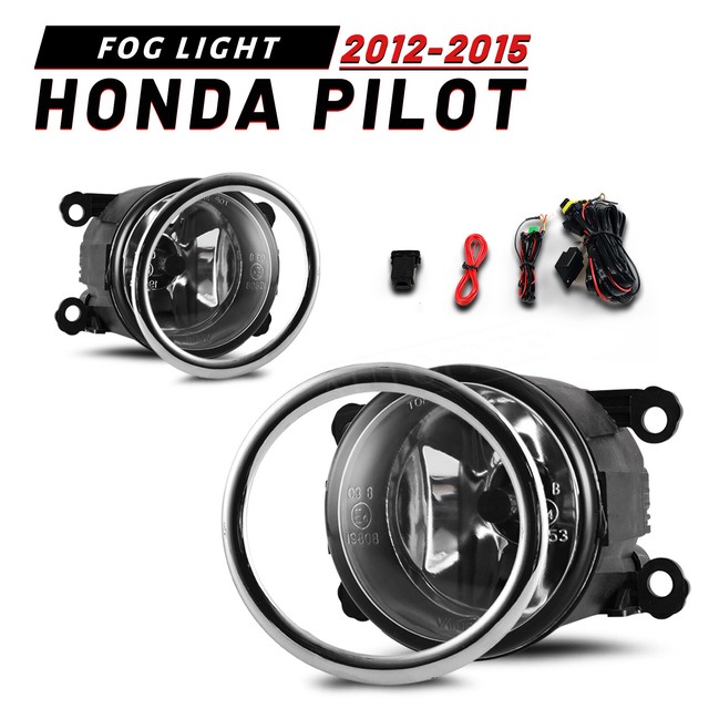 Fog Lights for 1215 Honda Pilot Replace Lamp Chrome Ring Wiring Kit