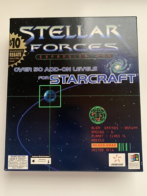 1998! Orig. StarCraft Stellar Forces Addon Expansion Blizzard PC CD Big Box CIB