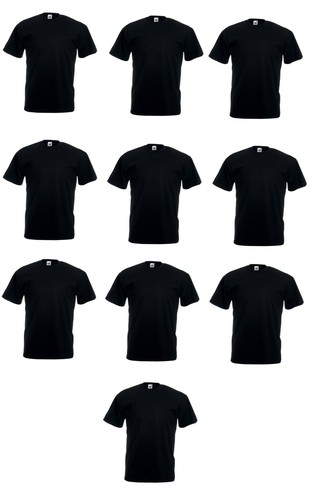 10 X Fruit Of The Loom Valueweight Plain Black Cotton Tee T-Shirts Wholesale Lot - Picture 5 of 5