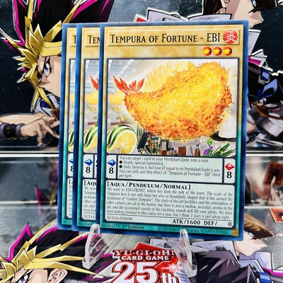 3x Yugioh Playset Tempura of Fortune - EBI SUDA-EN030 Common 1st Ed Near Mint