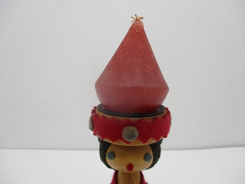 Vintage Wood Doll with Candle on Her Head Candle Holder - Picture 3 of 7