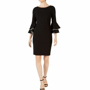 calvin klein bell sleeve dress with pearls