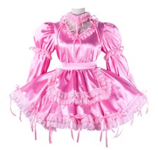 WUNDERSCHÖNES ZOFENKLEID SCHÜRZE SATIN SPITZE SISSY ZOFE TRANSGENDER (MSZK485)