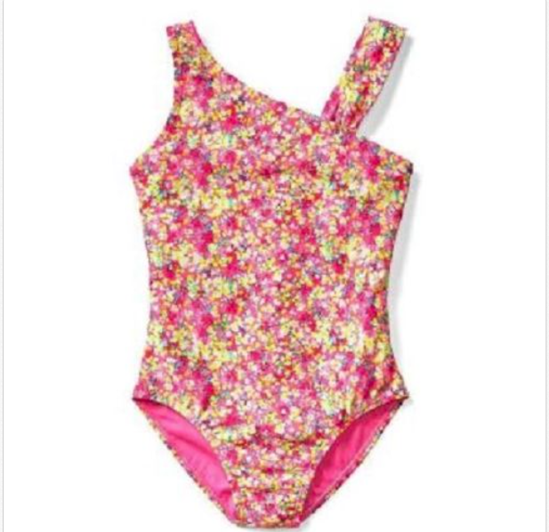GAP KIDS GIRL FLORAL ASYMMETRICAL ONEPIECE Swimsuit NWT LARGE (10) nnn