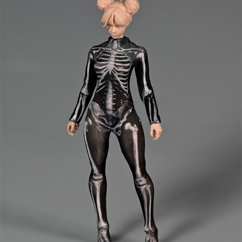 1:12 Scale Skeleton Bodysuit Jumpsuit Clothes for 6" Female Figure Handmade - Image 3 of 3