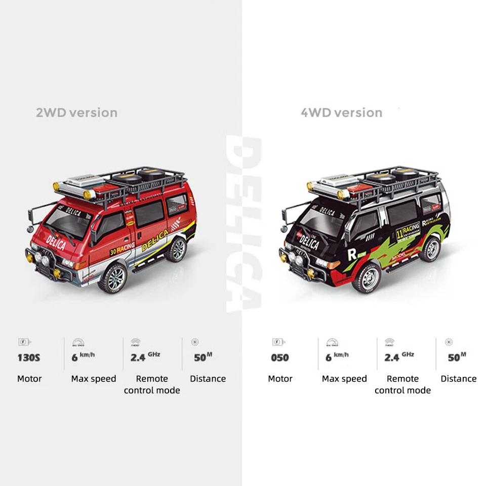 9IMOD 1:24 RC Delica Car Minibus 2WD/4WD 6km/h 2,4G mit steuerbarem Scheinwerfer - Bild 3 von 4