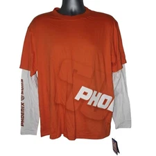 UNK Phoenix Suns Shirt Mens M NBA Orange White NEW Spellout Layered
